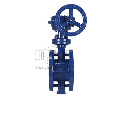 Double flanged butterfly valve with handwheel