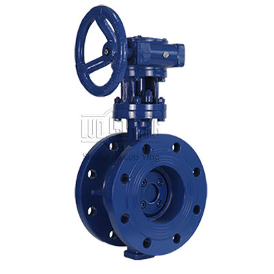 Double flanged butterfly valve with handwheel