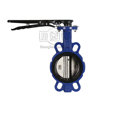 Wafer type butterfly valve with handle