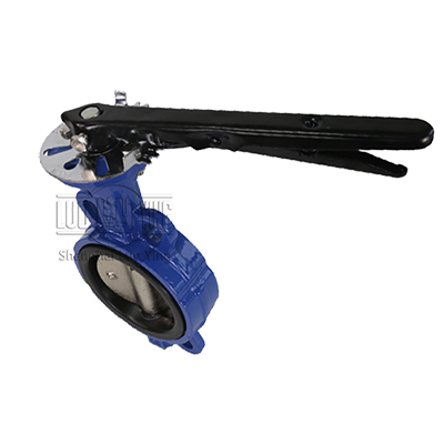 Wafer type butterfly valve with handle