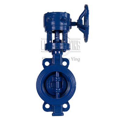 Wafer type butterfly valve with gearbox